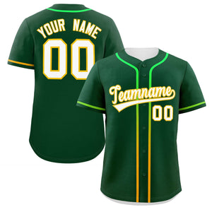 Custom Green White Personalized Gradient Ribbed Design Authentic Baseball Jersey