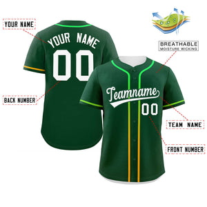 Custom Green White Personalized Gradient Ribbed Design Authentic Baseball Jersey