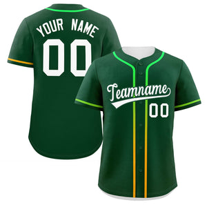 Custom Green White Personalized Gradient Ribbed Design Authentic Baseball Jersey