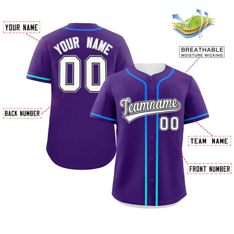 Custom Purple White Personalized Gradient Ribbed Design Authentic Baseball Jersey