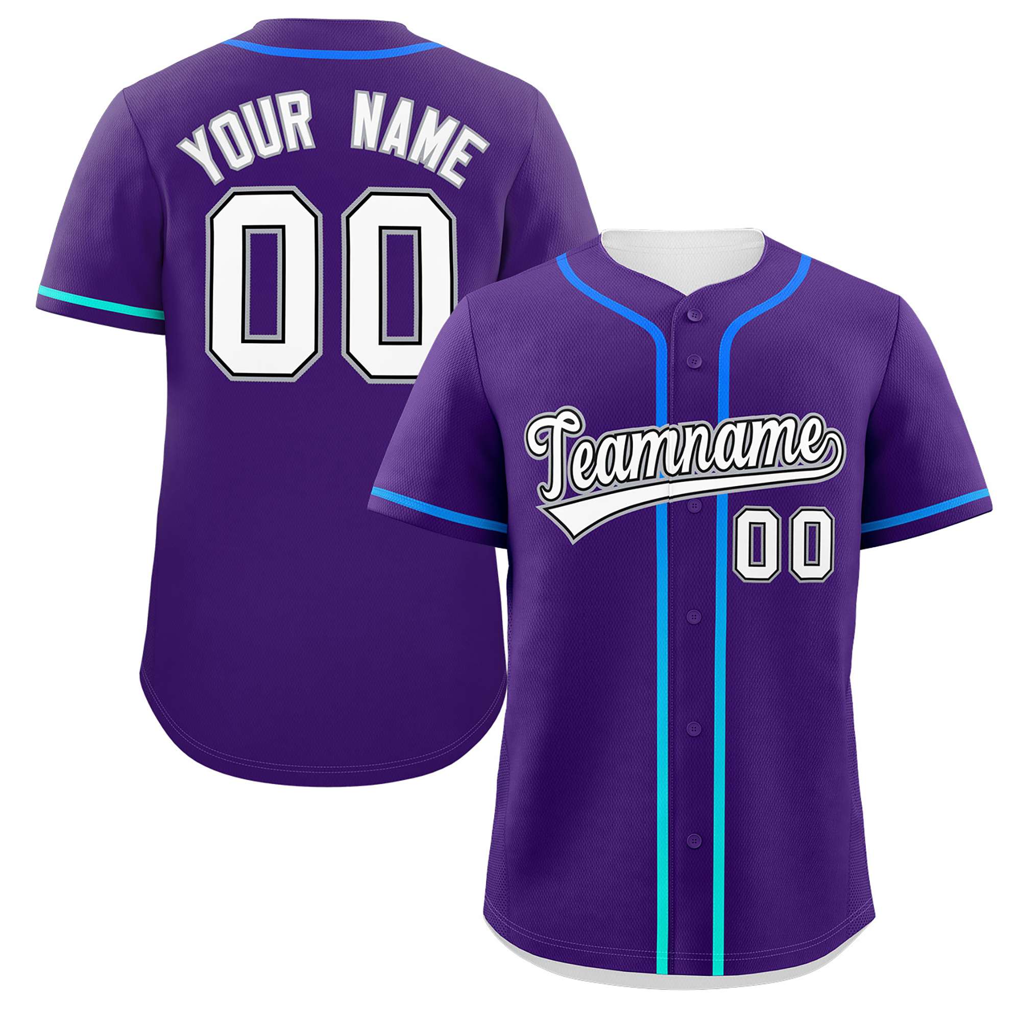 Custom Purple White Personalized Gradient Ribbed Design Authentic Baseball Jersey