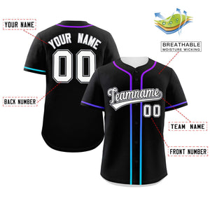 Custom Black White Personalized Gradient Ribbed Design Authentic Baseball Jersey