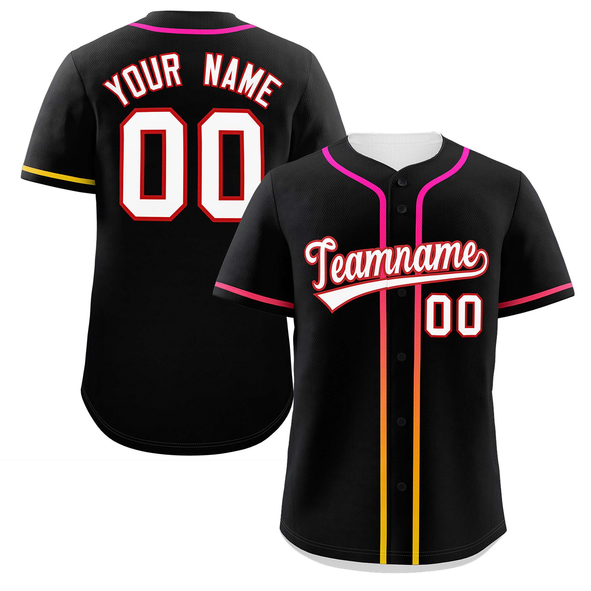 Custom Black White Personalized Gradient Ribbed Design Authentic Baseball Jersey