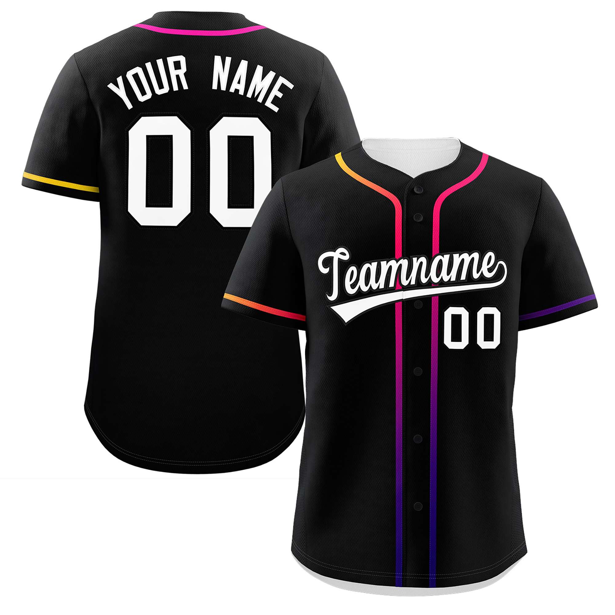 Custom Black White Personalized Gradient Ribbed Design Authentic Baseball Jersey