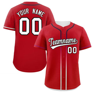 Custom Red White Personalized Gradient Ribbed Design Authentic Baseball Jersey