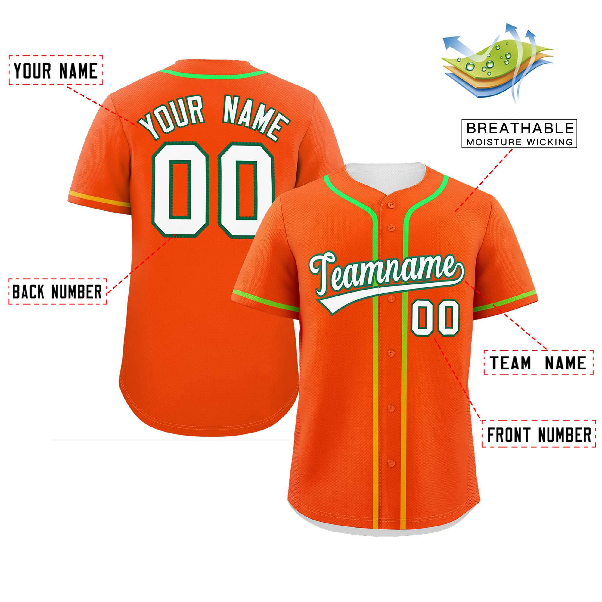 Custom Orange White Personalized Gradient Ribbed Design Authentic Baseball Jersey