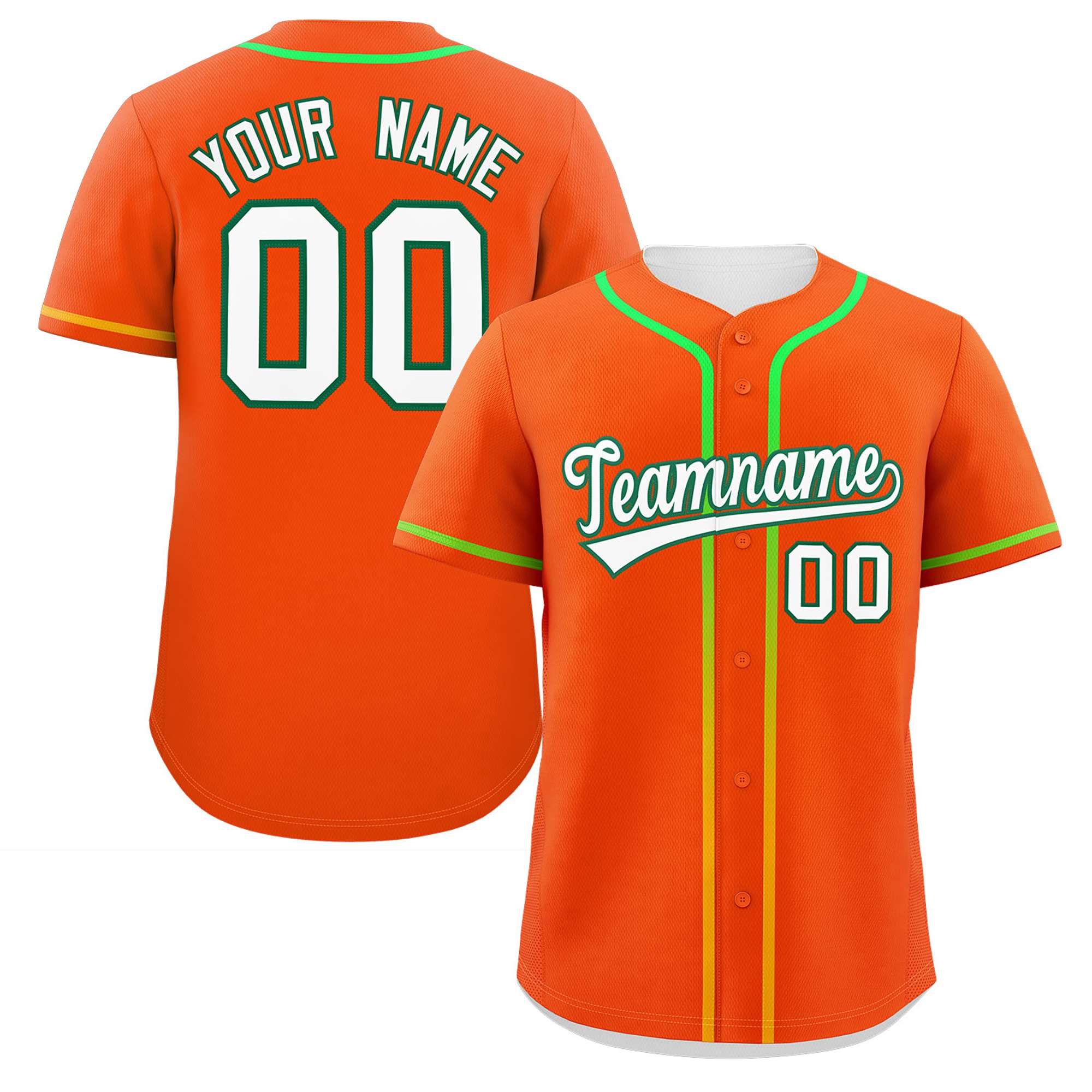 Custom Orange White Personalized Gradient Ribbed Design Authentic Baseball Jersey