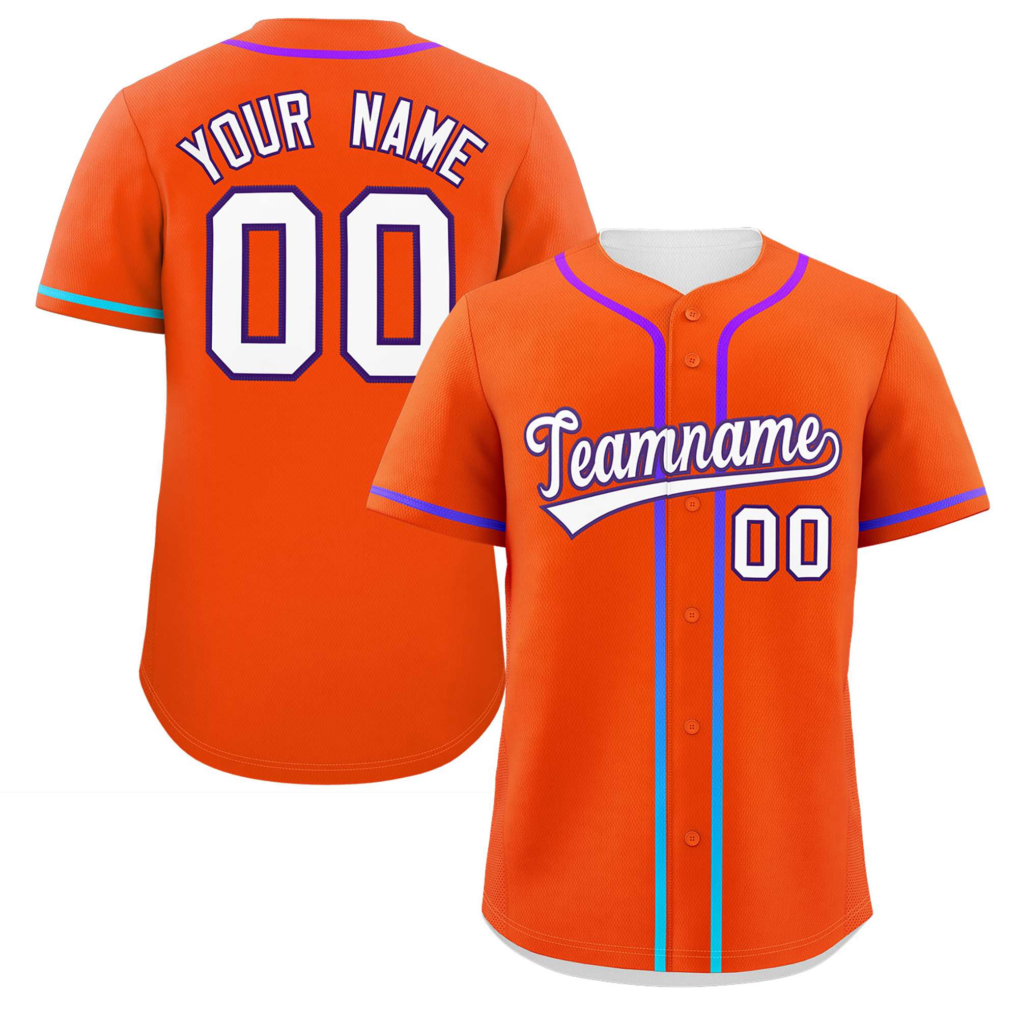 Custom Orange White Personalized Gradient Ribbed Design Authentic Baseball Jersey