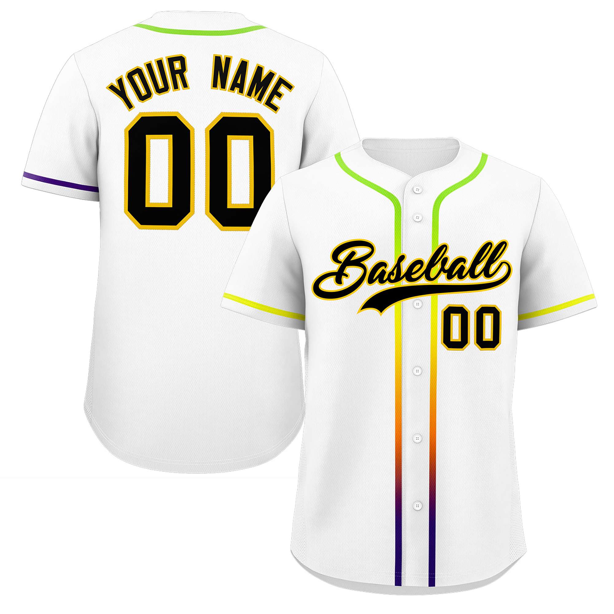 Custom White Black Personalized Gradient Ribbed Design Authentic Baseball Jersey