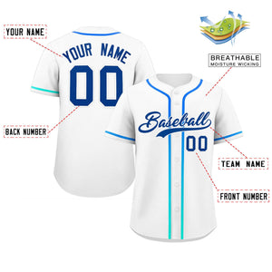 Custom White Royal Personalized Gradient Ribbed Design Authentic Baseball Jersey