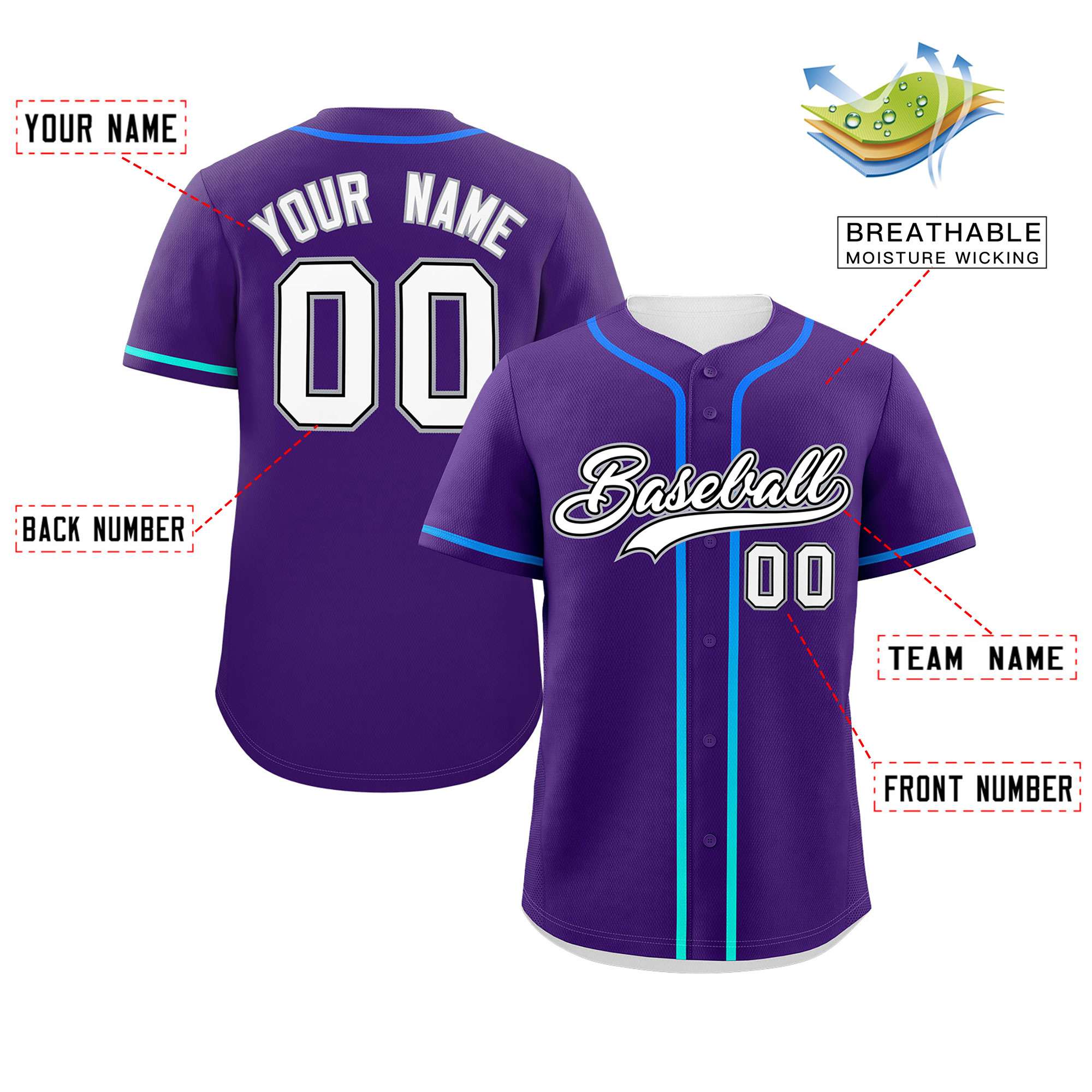 Custom Purple White Personalized Gradient Ribbed Design Authentic Baseball Jersey