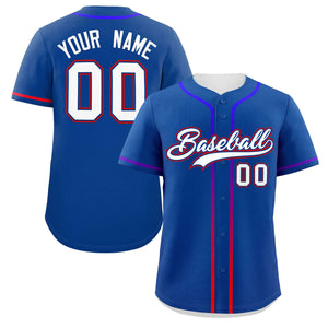 Custom Royal White Personalized Gradient Ribbed Design Authentic Baseball Jersey