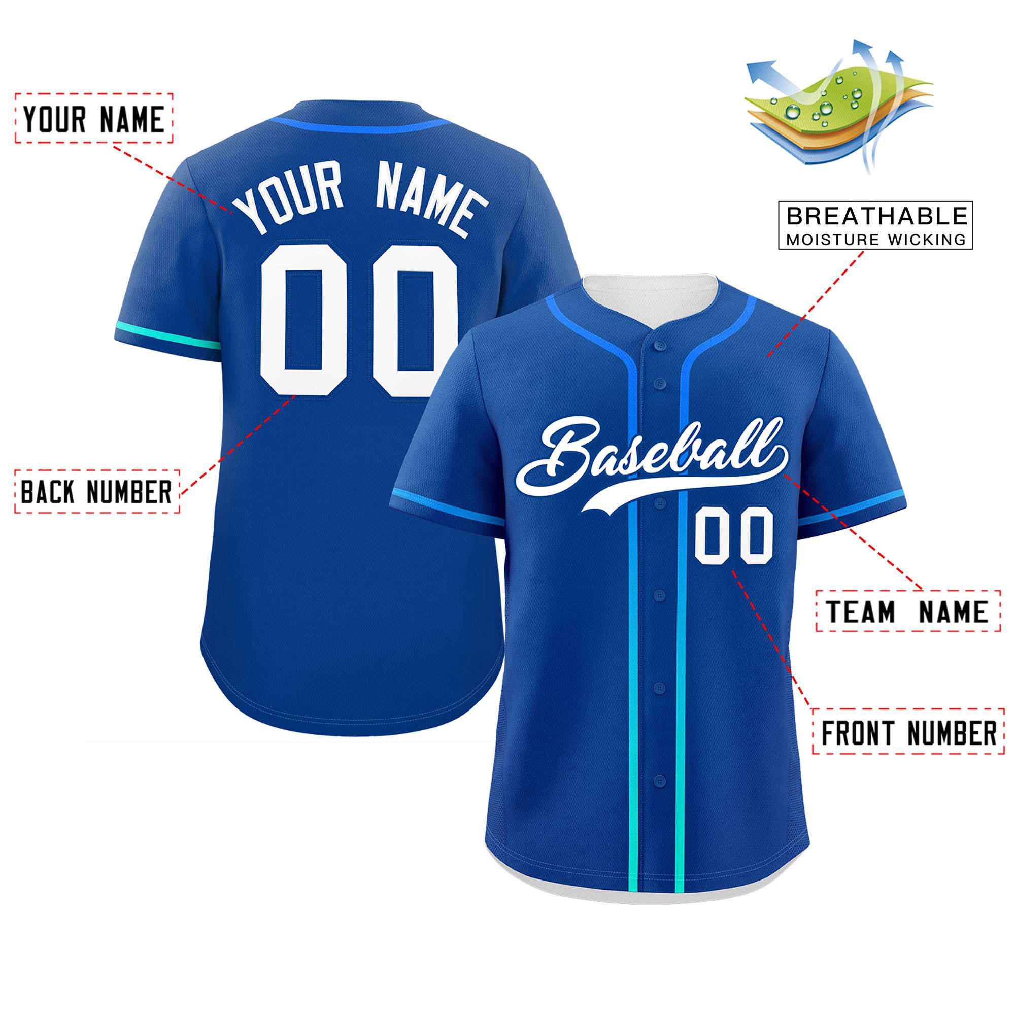 Custom Royal White Personalized Gradient Ribbed Design Authentic Baseball Jersey