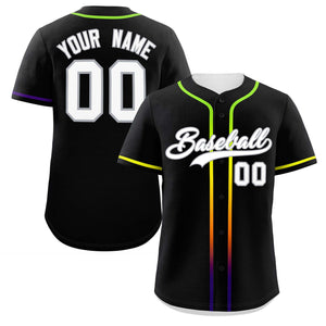 Custom Black White Personalized Gradient Ribbed Design Authentic Baseball Jersey