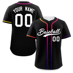 Custom Black White Personalized Gradient Ribbed Design Authentic Baseball Jersey