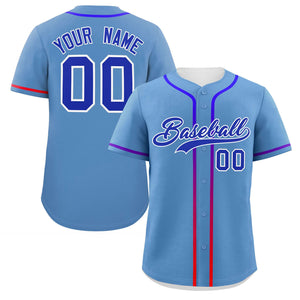 Custom Light Blue Royal Personalized Gradient Ribbed Design Authentic Baseball Jersey