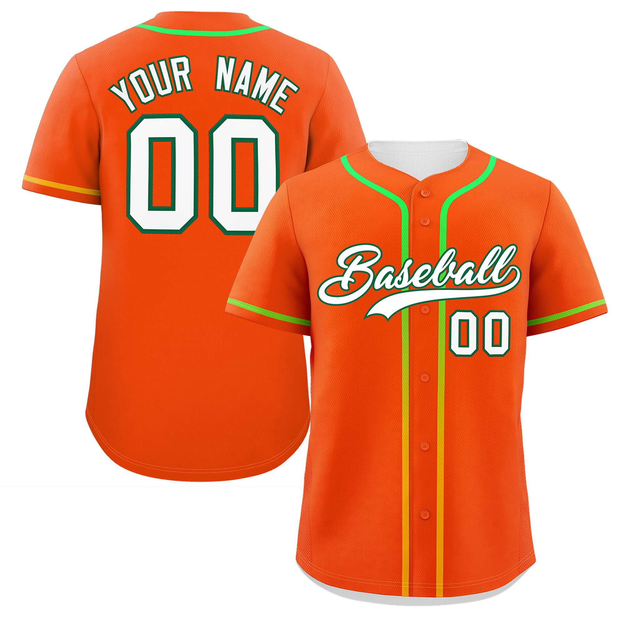 Custom Orange White Personalized Gradient Ribbed Design Authentic Baseball Jersey