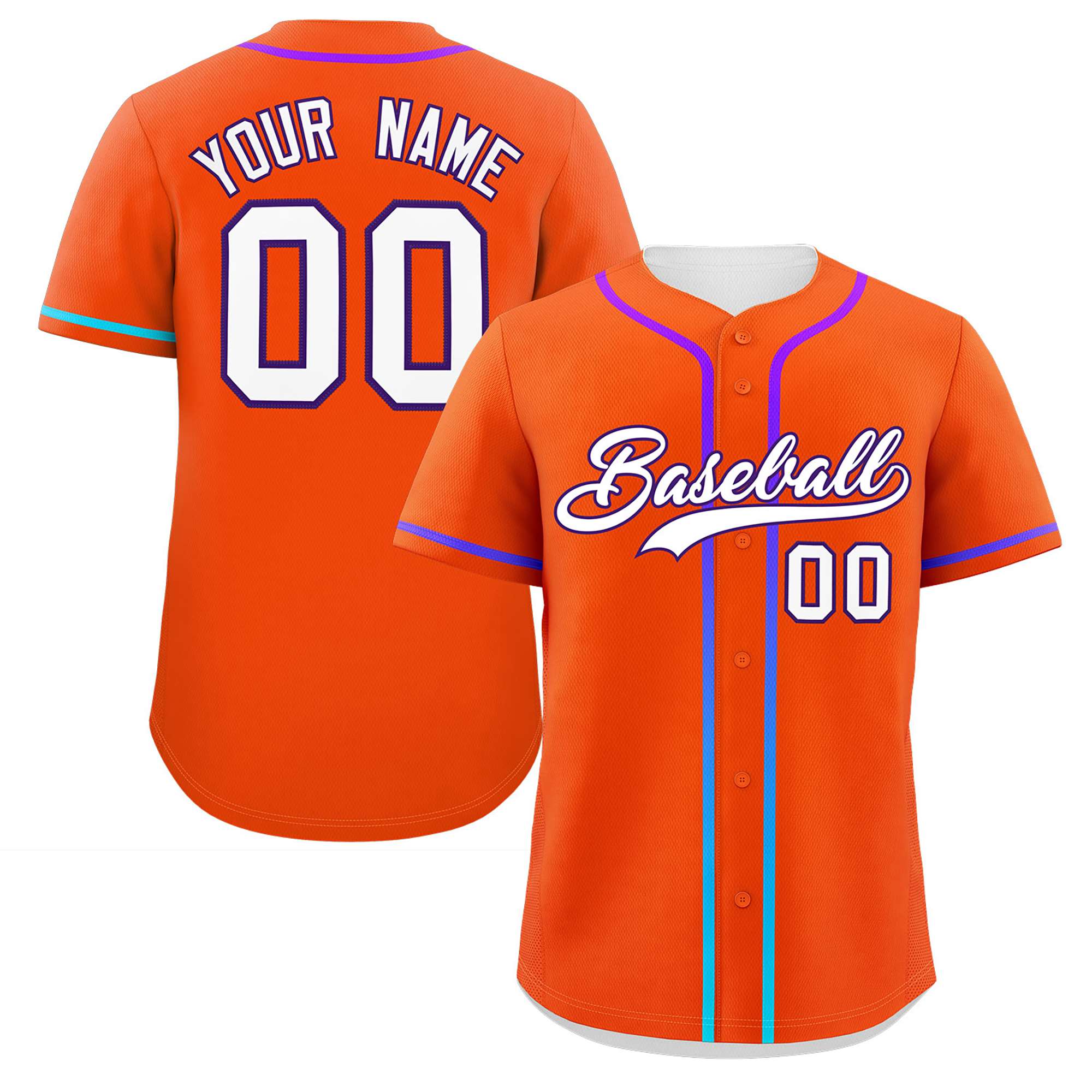 Custom Orange White Personalized Gradient Ribbed Design Authentic Baseball Jersey