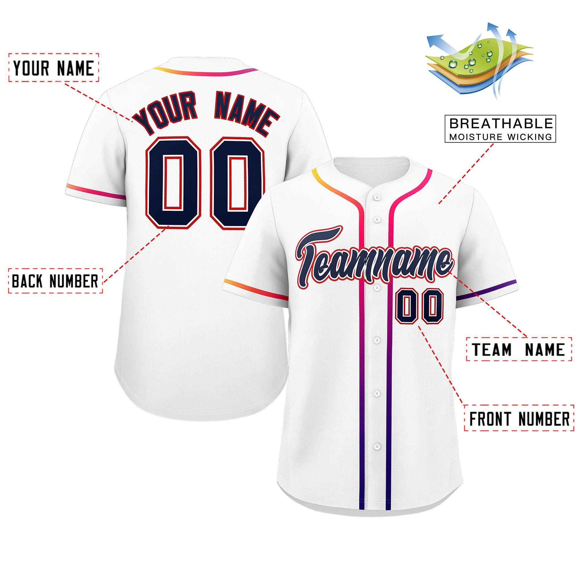 Custom White Royal Personalized Gradient Ribbed Design Authentic Baseball Jersey