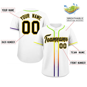 Custom White Black Personalized Gradient Ribbed Design Authentic Baseball Jersey