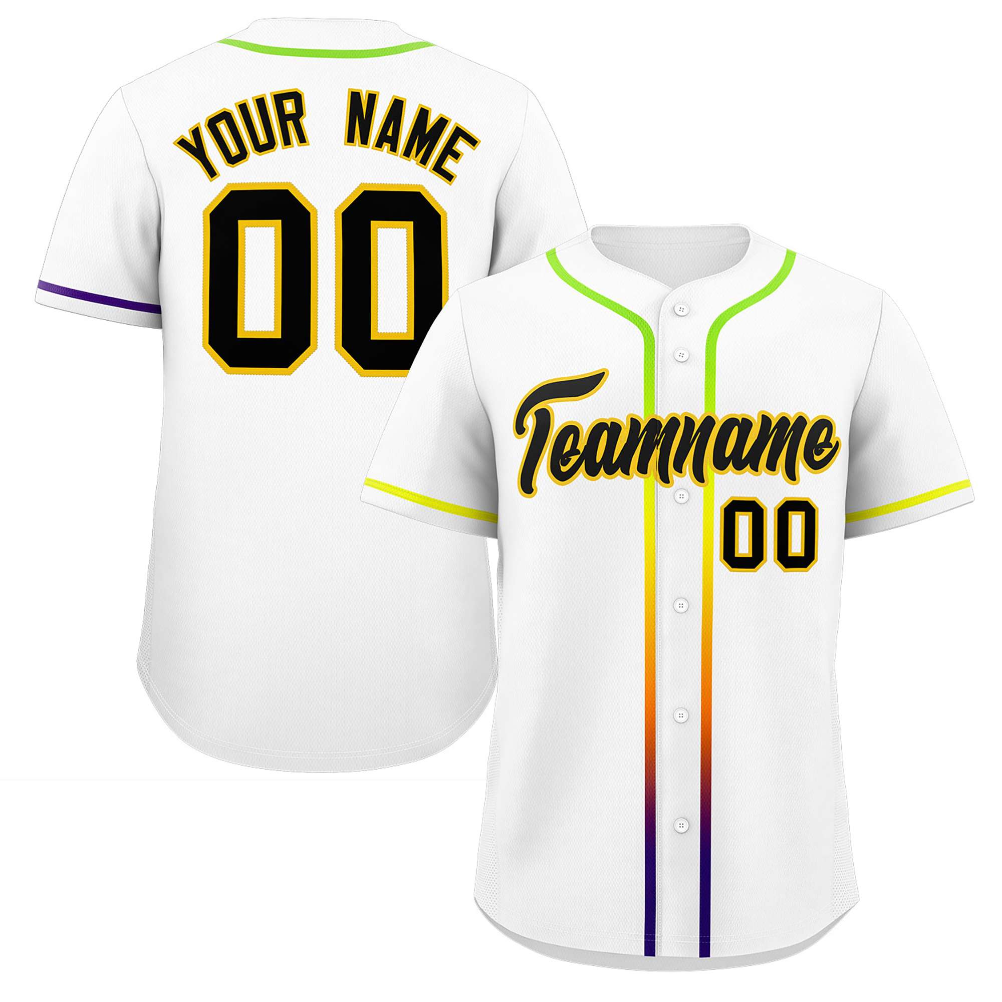 Custom White Black Personalized Gradient Ribbed Design Authentic Baseball Jersey