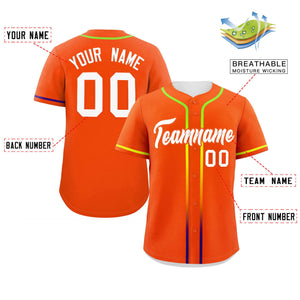 Custom Orange White Personalized Gradient Ribbed Design Authentic Baseball Jersey