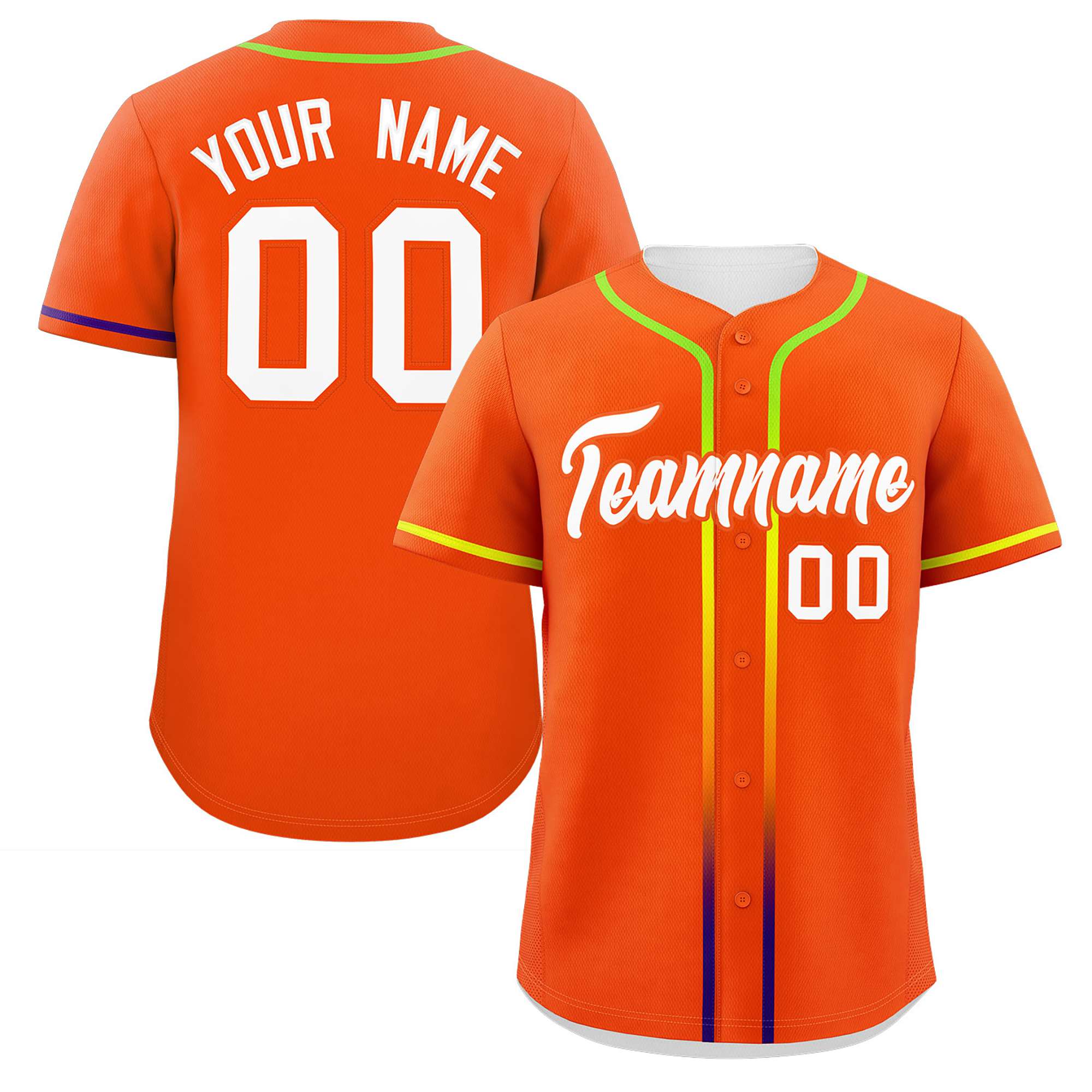 Custom Orange White Personalized Gradient Ribbed Design Authentic Baseball Jersey