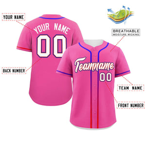 Custom Pink White Personalized Gradient Ribbed Design Authentic Baseball Jersey