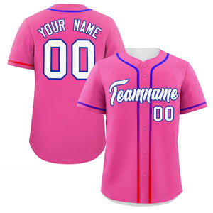 Custom Pink White Personalized Gradient Ribbed Design Authentic Baseball Jersey