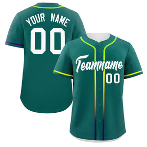 Custom Aqua White Personalized Gradient Ribbed Design Authentic Baseball Jersey