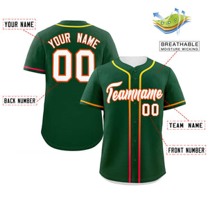 Custom Green White Personalized Gradient Ribbed Design Authentic Baseball Jersey