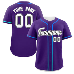 Custom Purple White Personalized Gradient Ribbed Design Authentic Baseball Jersey