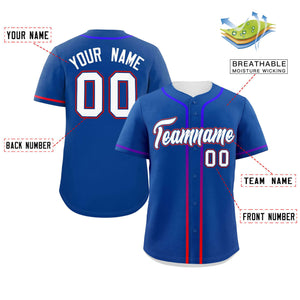 Custom Royal White Personalized Gradient Ribbed Design Authentic Baseball Jersey