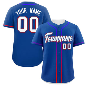 Custom Royal White Personalized Gradient Ribbed Design Authentic Baseball Jersey