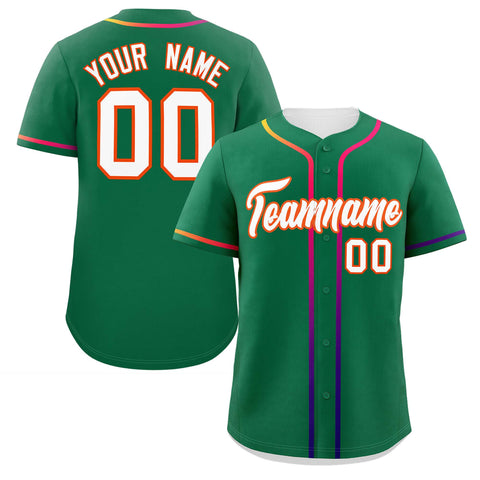 Custom Kelly Green White Personalized Gradient Ribbed Design Authentic Baseball Jersey