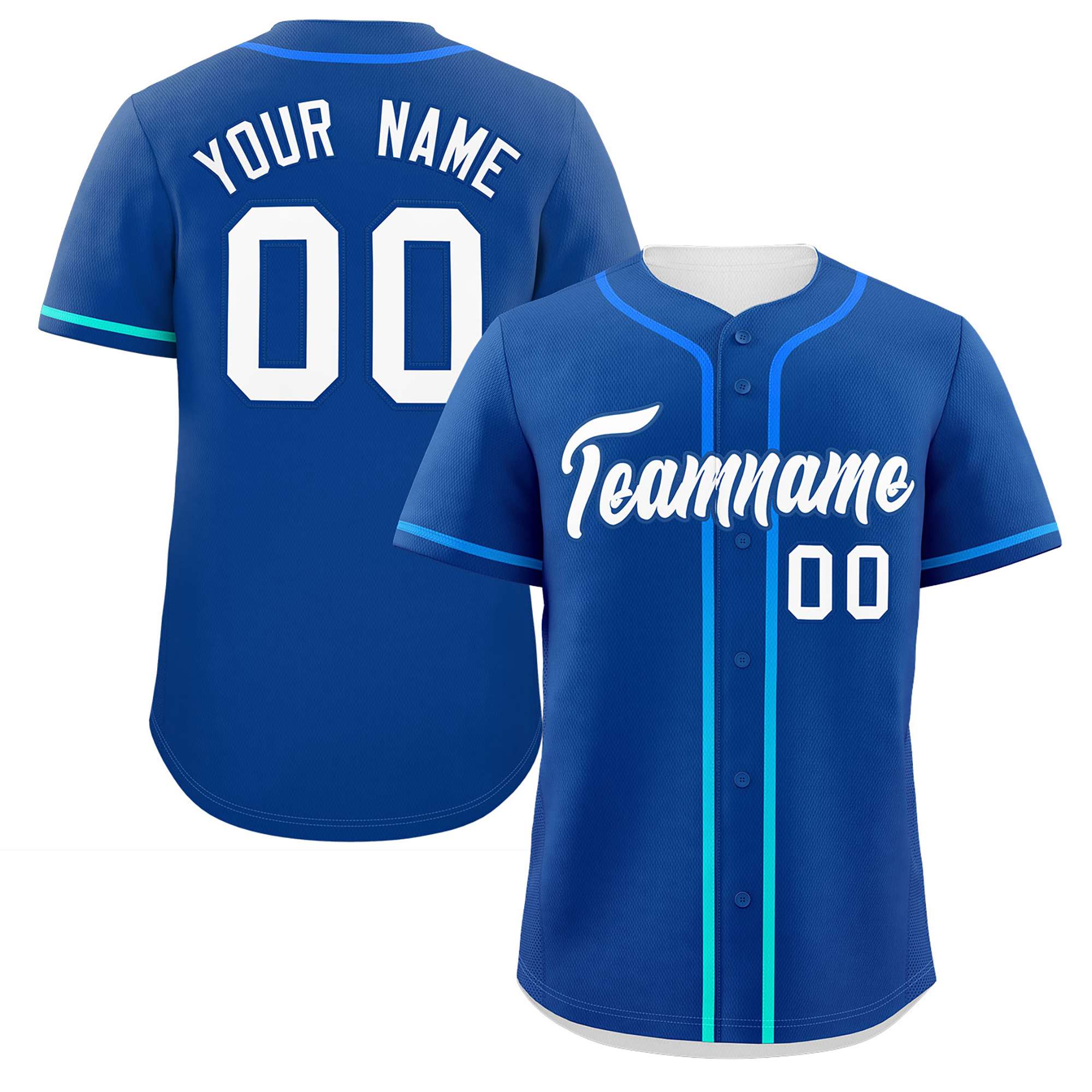 Custom Royal White Personalized Gradient Ribbed Design Authentic Baseball Jersey