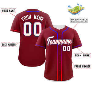 Custom Crimson White Personalized Gradient Ribbed Design Authentic Baseball Jersey