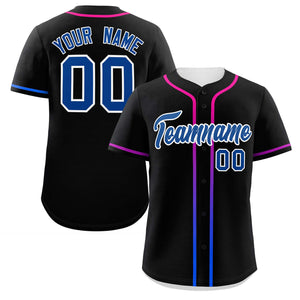 Custom Black Royal Personalized Gradient Ribbed Design Authentic Baseball Jersey