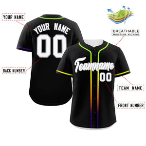 Custom Black White Personalized Gradient Ribbed Design Authentic Baseball Jersey