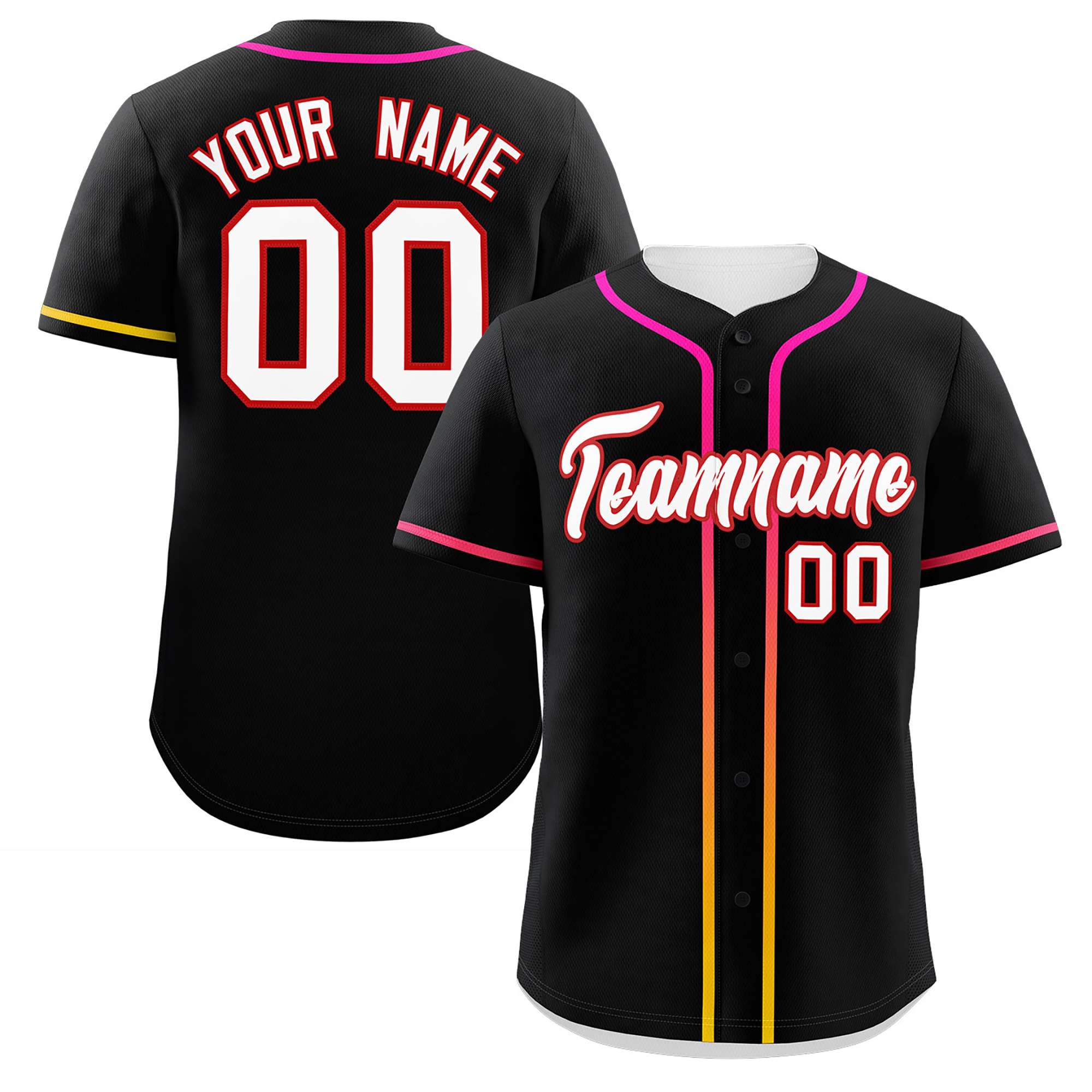 Custom Black White Personalized Gradient Ribbed Design Authentic Baseball Jersey