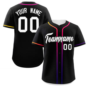 Custom Black White Personalized Gradient Ribbed Design Authentic Baseball Jersey