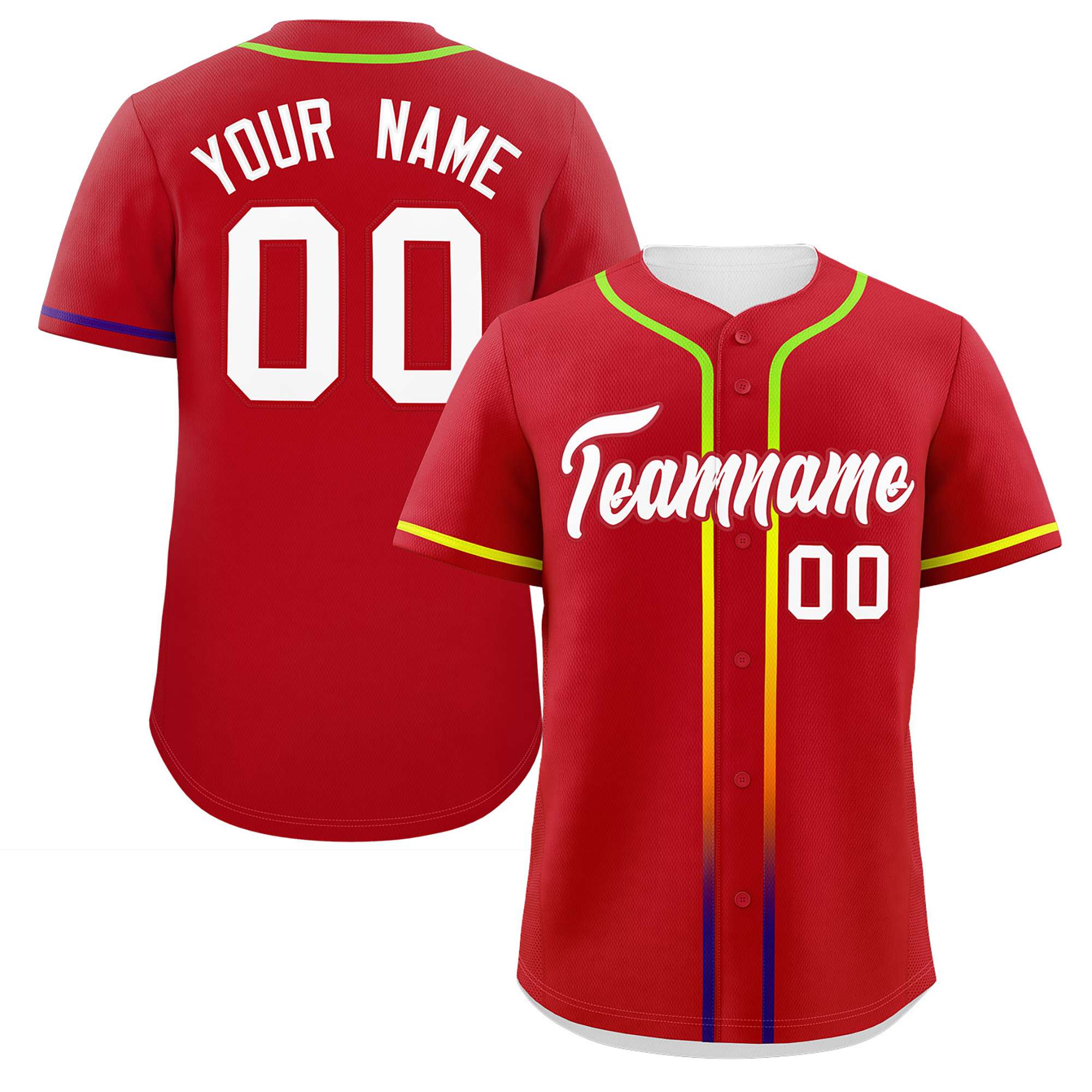 Custom Red White Personalized Gradient Ribbed Design Authentic Baseball Jersey