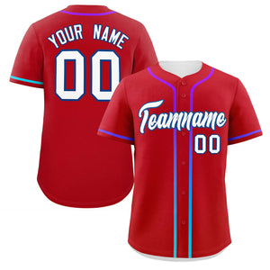 Custom Red White Personalized Gradient Ribbed Design Authentic Baseball Jersey