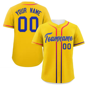 Custom Gold Royal Personalized Gradient Ribbed Design Authentic Baseball Jersey