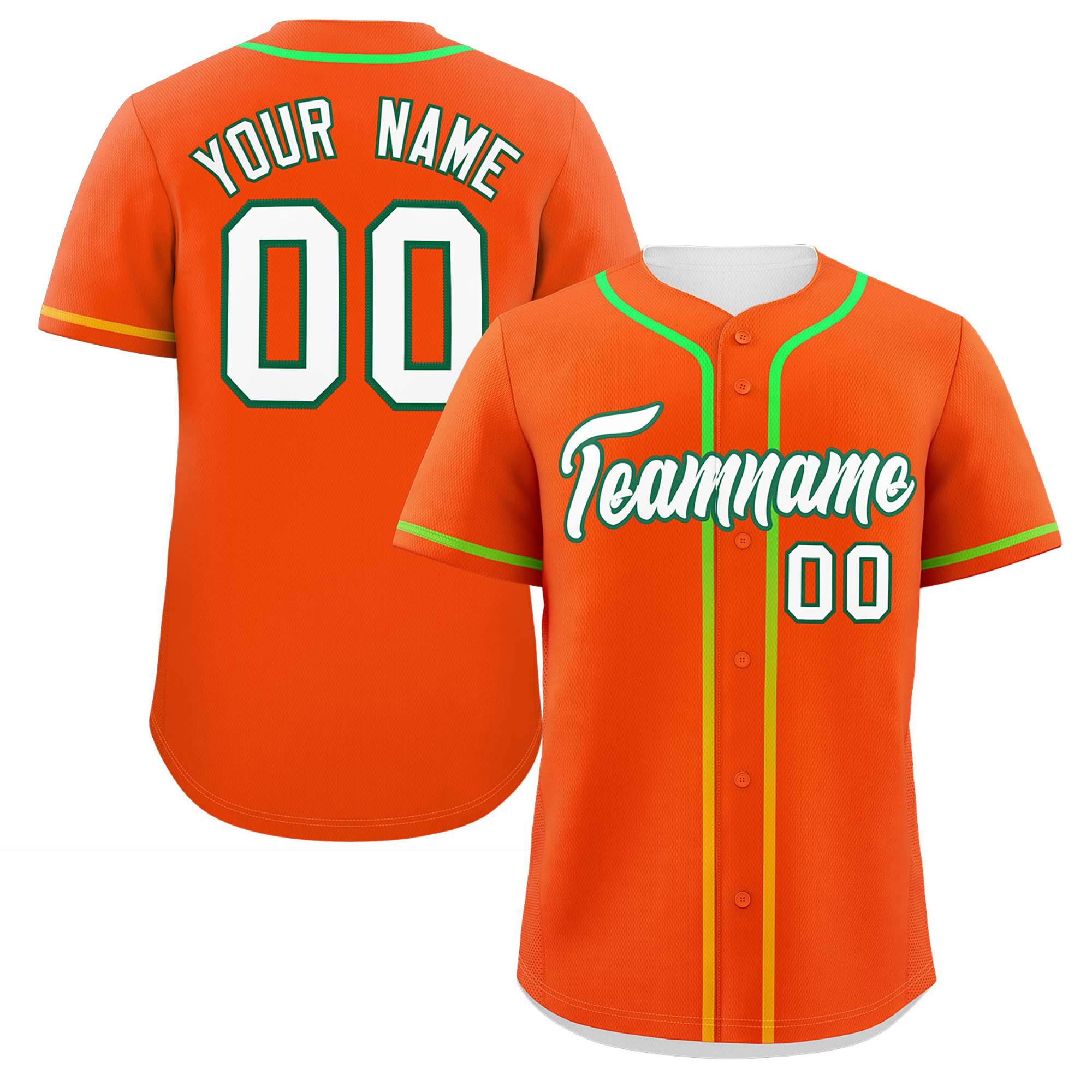 Custom Orange White Personalized Gradient Ribbed Design Authentic Baseball Jersey