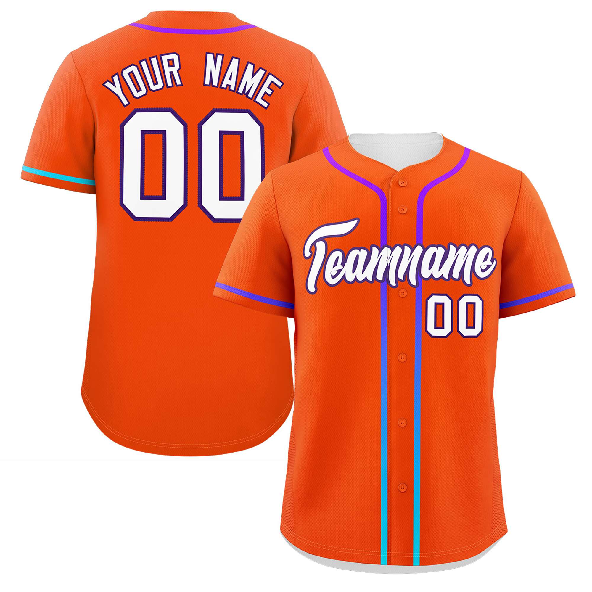 Custom Orange White Personalized Gradient Ribbed Design Authentic Baseball Jersey