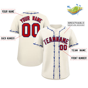 Custom Cream Royal Thorns Ribbed Classic Style Authentic Baseball Jersey