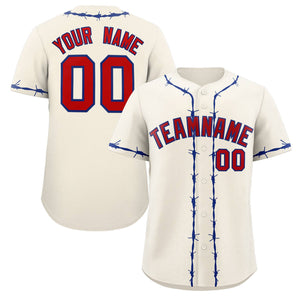 Custom Cream Royal Thorns Ribbed Classic Style Authentic Baseball Jersey