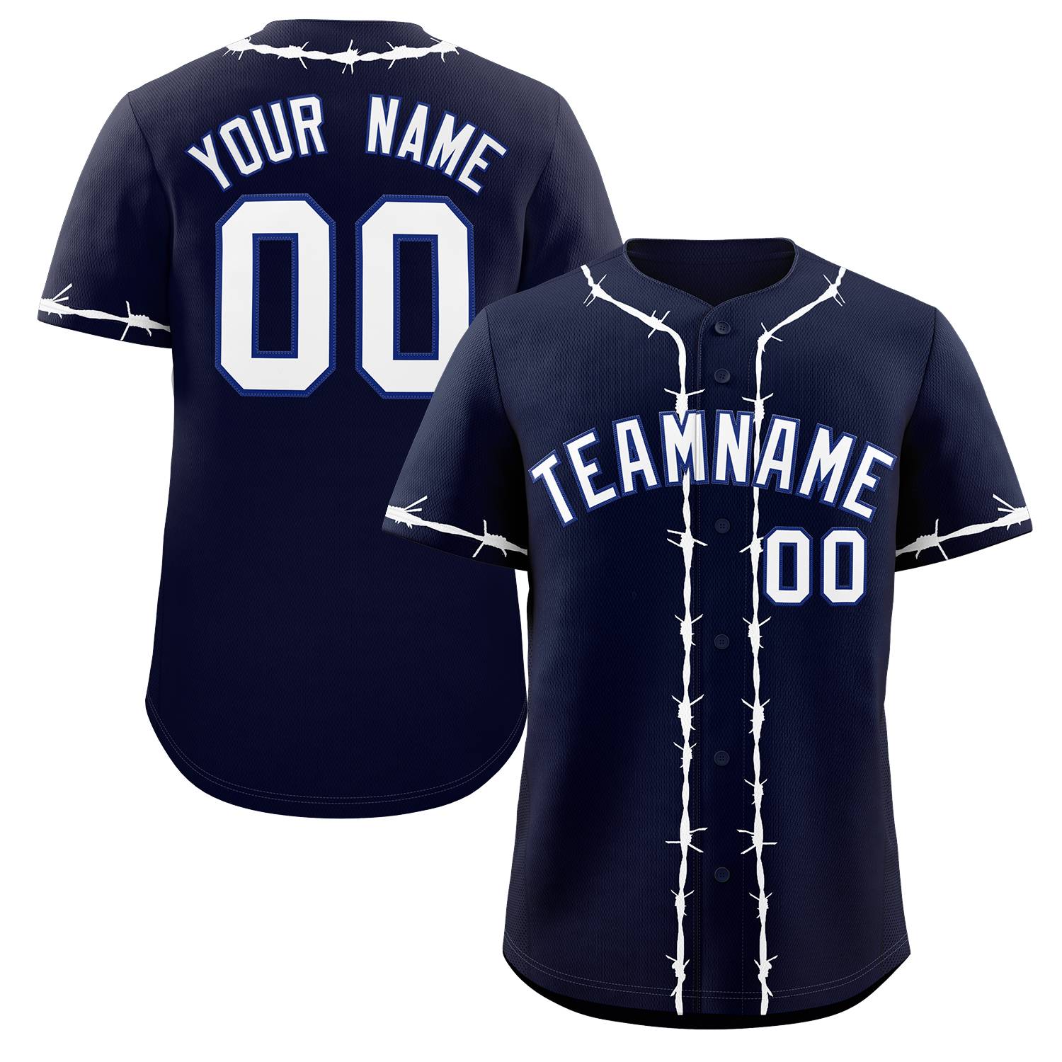 Custom Navy White Thorns Ribbed Classic Style Authentic Baseball Jersey