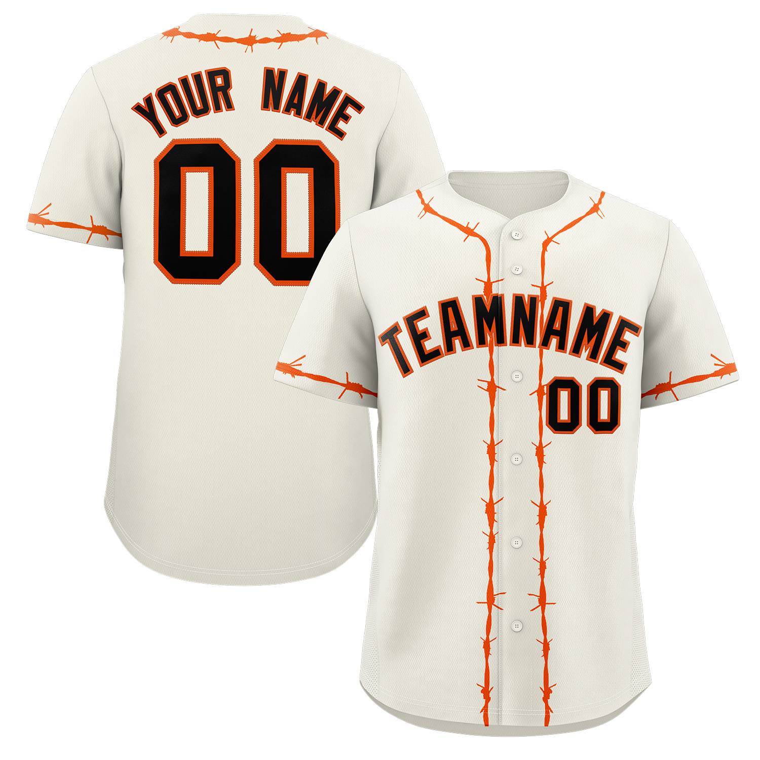 Custom Cream Orange Thorns Ribbed Classic Style Authentic Baseball Jersey